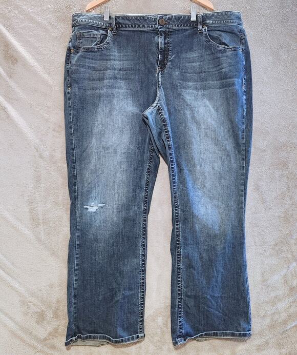 Lane Bryant Denim - Lane Bryant Disressed Genius Fit Bootcut Jeans Size 28R Minimalist Normcore